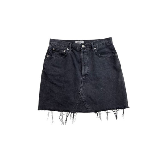 Agolde Quinn High Rise Skirt Denim Button Fly 28 - Picture 2 of 8